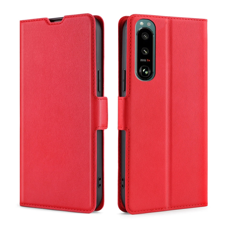For Sony Xperia 5 III Ultra-thin Voltage Side Buckle PU + TPU Horizontal Flip Leather Case with Holder & Card Slot