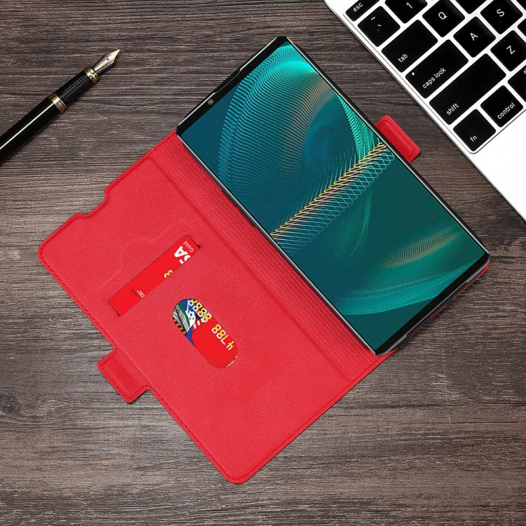 For Sony Xperia 5 III Ultra-thin Voltage Side Buckle PU + TPU Horizontal Flip Leather Case with Holder & Card Slot