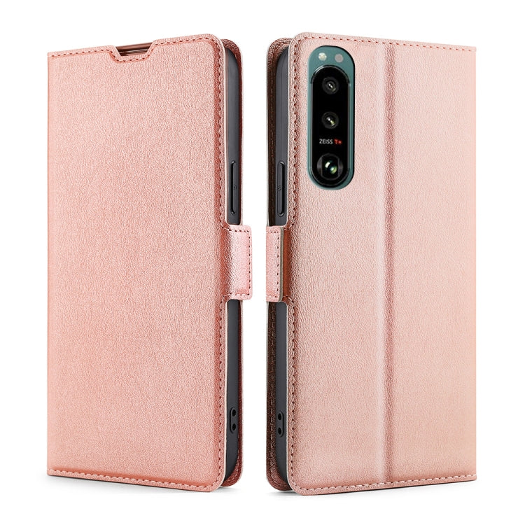 For Sony Xperia 5 III Ultra-thin Voltage Side Buckle PU + TPU Horizontal Flip Leather Case with Holder & Card Slot