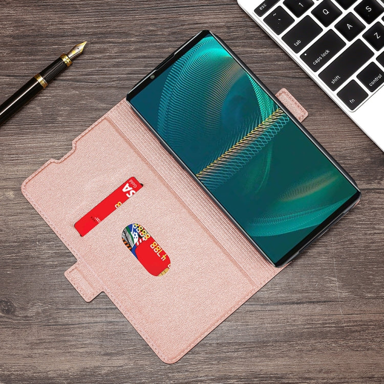 For Sony Xperia 5 III Ultra-thin Voltage Side Buckle PU + TPU Horizontal Flip Leather Case with Holder & Card Slot