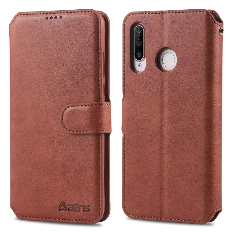 For Huawei P30 Lite / nova 4e AZNS Calf Texture Magnetic Horizontal Flip PU Leather Case with Holder & Card Slots & Photo Frame