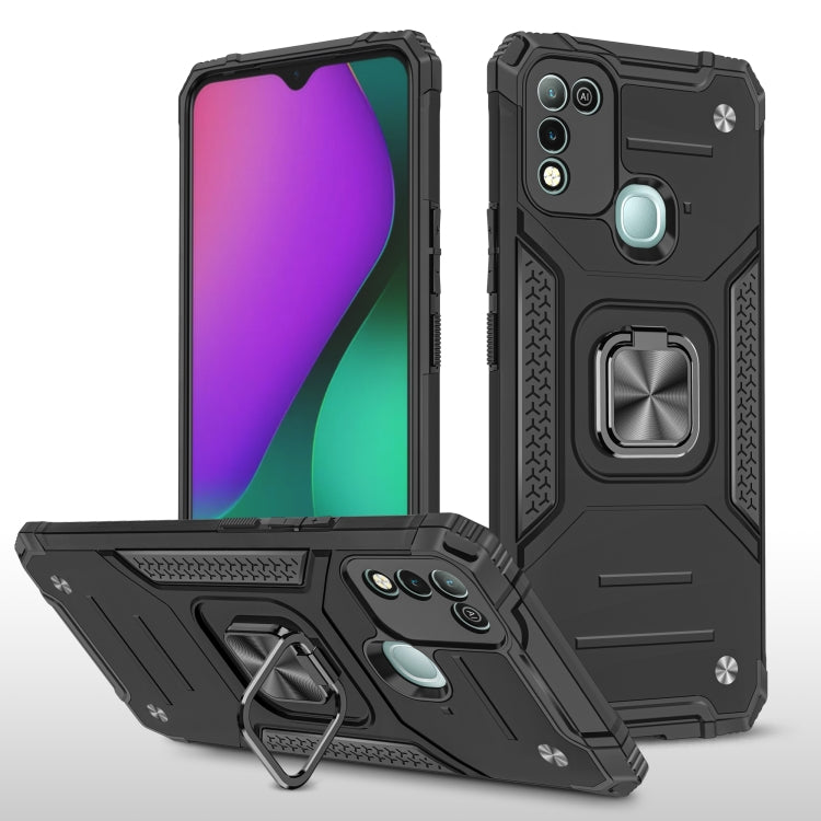 For Infinix Hot 10 Play Magnetic Armor Shockproof TPU + PC Case with Metal Ring Holder