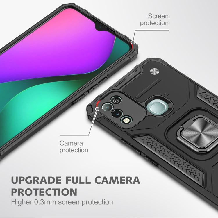 For Infinix Hot 10 Play Magnetic Armor Shockproof TPU + PC Case with Metal Ring Holder