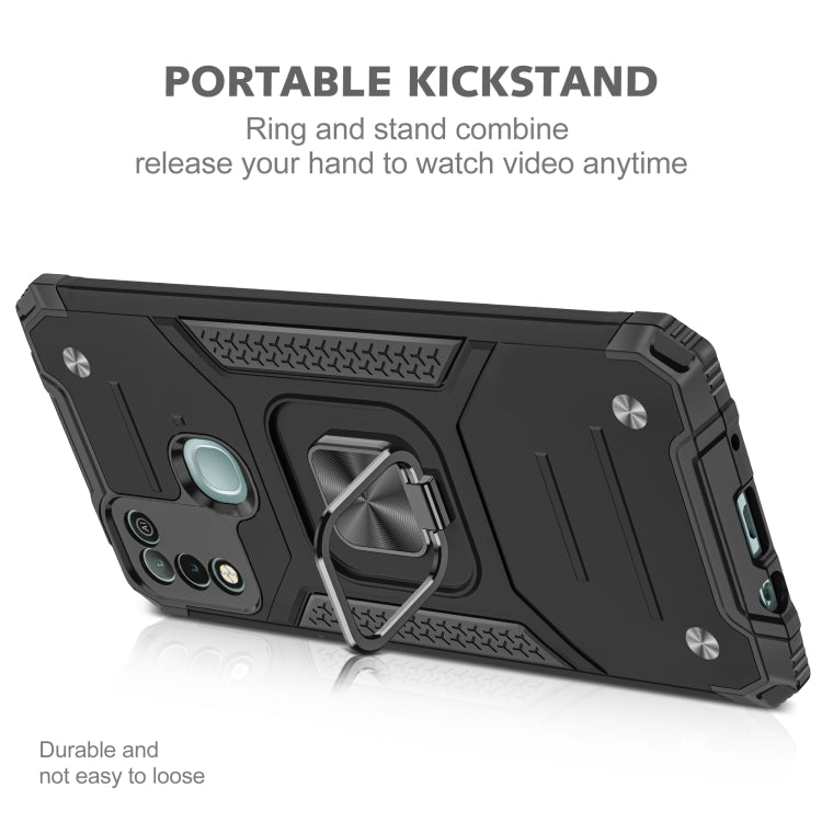 For Infinix Hot 10 Play Magnetic Armor Shockproof TPU + PC Case with Metal Ring Holder