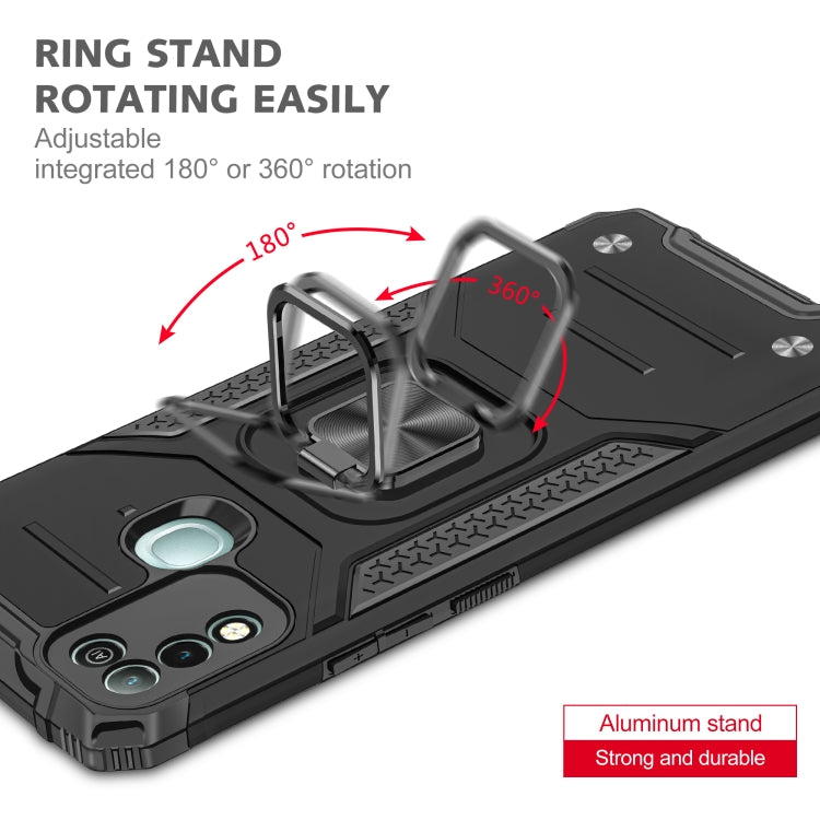 For Infinix Hot 10 Play Magnetic Armor Shockproof TPU + PC Case with Metal Ring Holder