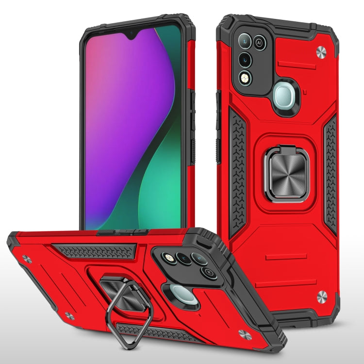 For Infinix Hot 10 Play Magnetic Armor Shockproof TPU + PC Case with Metal Ring Holder