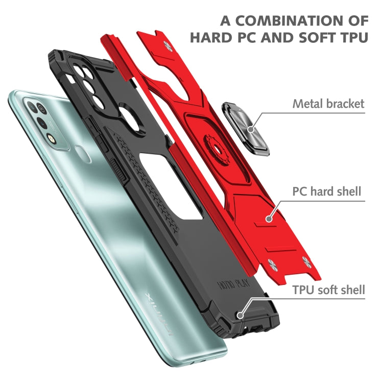 For Infinix Hot 10 Play Magnetic Armor Shockproof TPU + PC Case with Metal Ring Holder