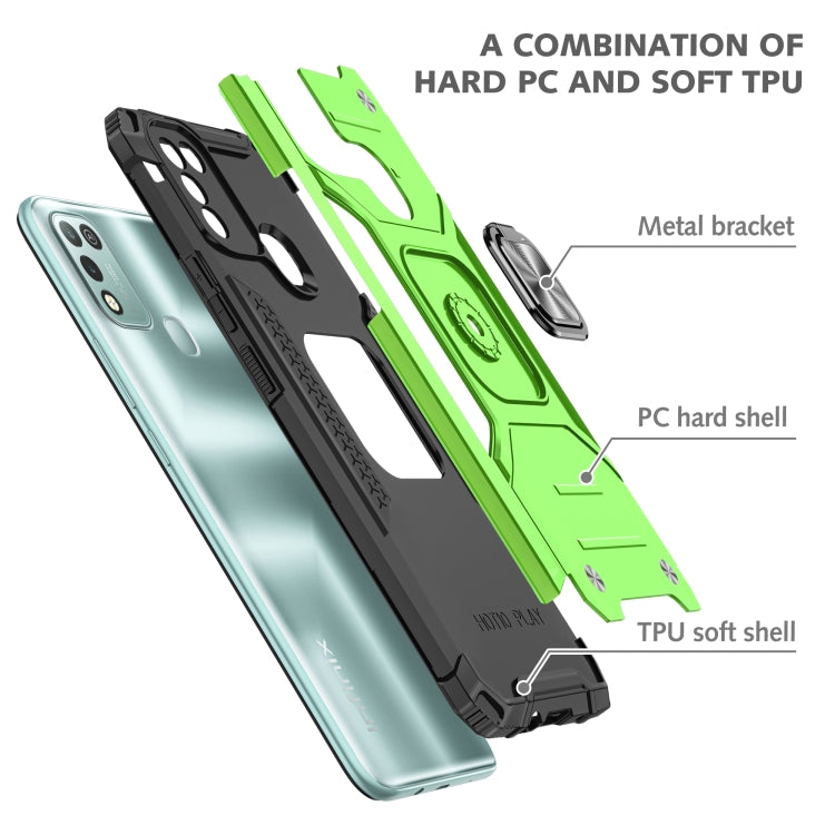 For Infinix Hot 10 Play Magnetic Armor Shockproof TPU + PC Case with Metal Ring Holder