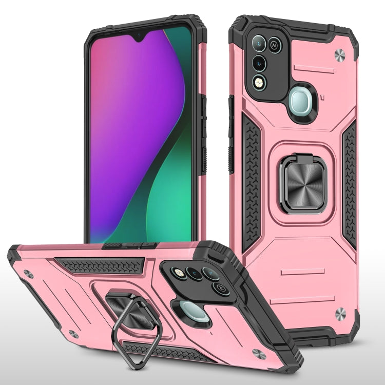 For Infinix Hot 10 Play Magnetic Armor Shockproof TPU + PC Case with Metal Ring Holder