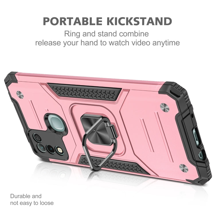 For Infinix Hot 10 Play Magnetic Armor Shockproof TPU + PC Case with Metal Ring Holder