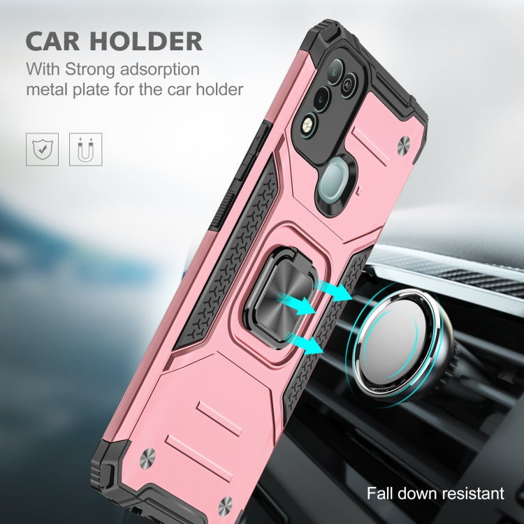 For Infinix Hot 10 Play Magnetic Armor Shockproof TPU + PC Case with Metal Ring Holder