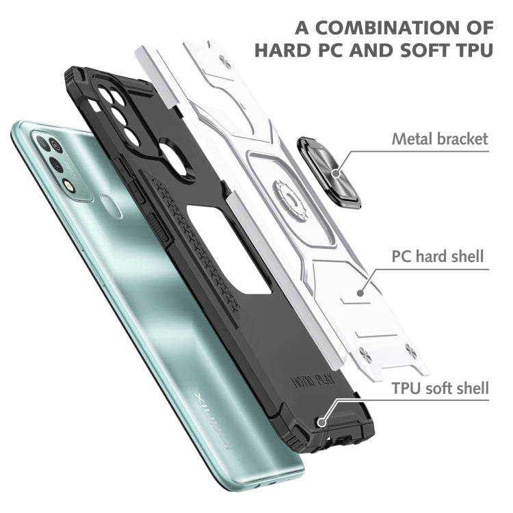 For Infinix Hot 10 Play Magnetic Armor Shockproof TPU + PC Case with Metal Ring Holder