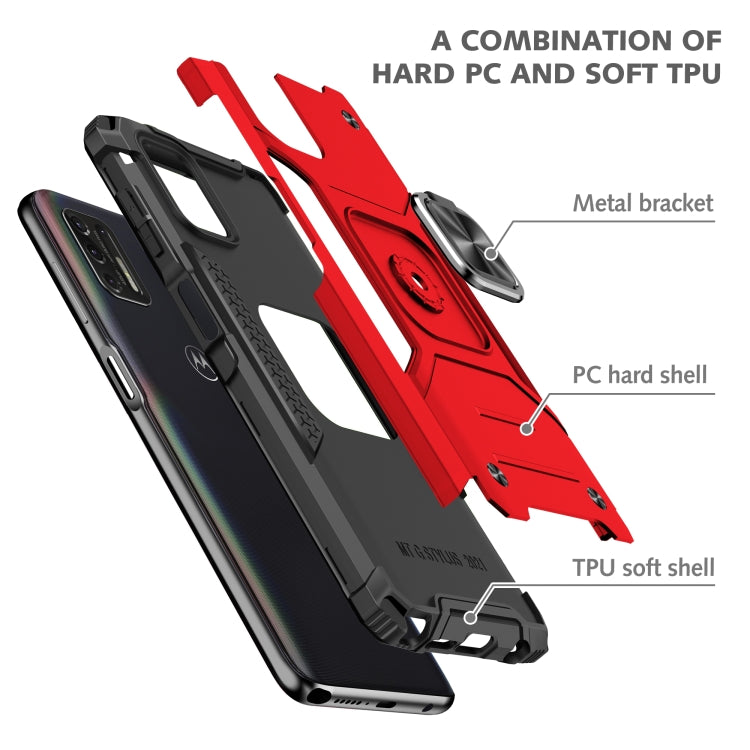 For Motorola Moto G Stylus 2021 Magnetic Armor Shockproof TPU + PC Case with Metal Ring Holder