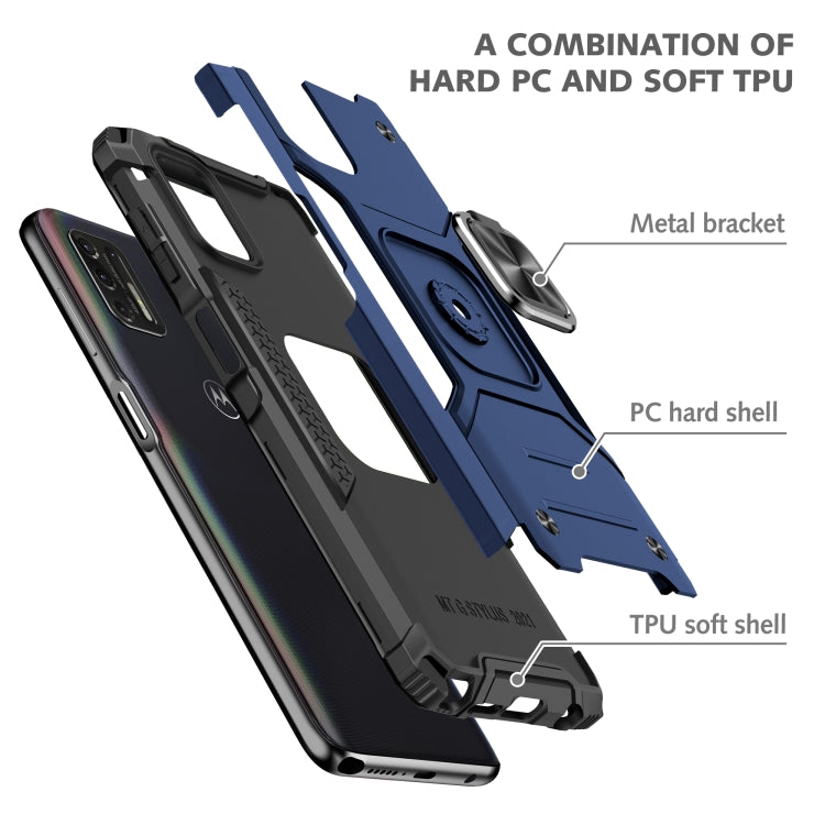 For Motorola Moto G Stylus 2021 Magnetic Armor Shockproof TPU + PC Case with Metal Ring Holder