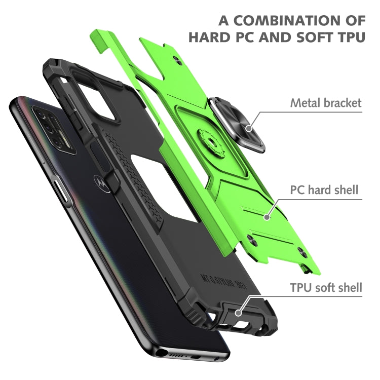 For Motorola Moto G Stylus 2021 Magnetic Armor Shockproof TPU + PC Case with Metal Ring Holder