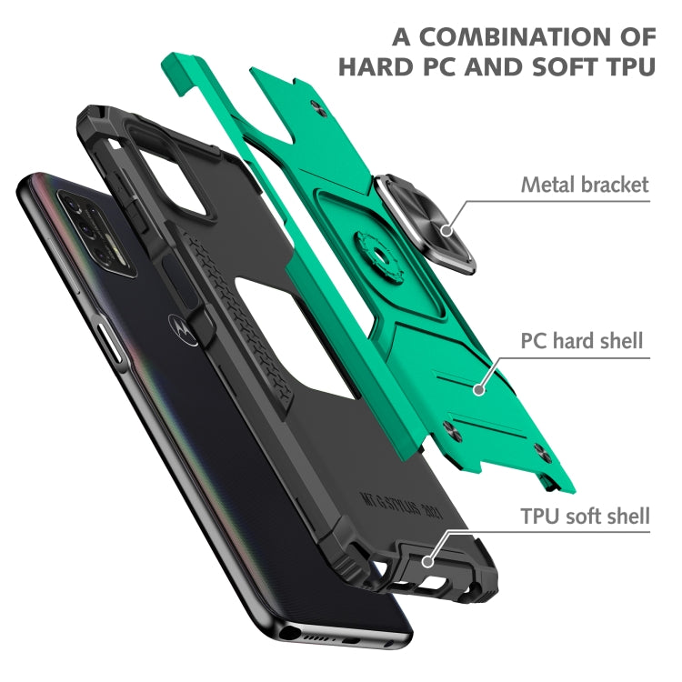 For Motorola Moto G Stylus 2021 Magnetic Armor Shockproof TPU + PC Case with Metal Ring Holder