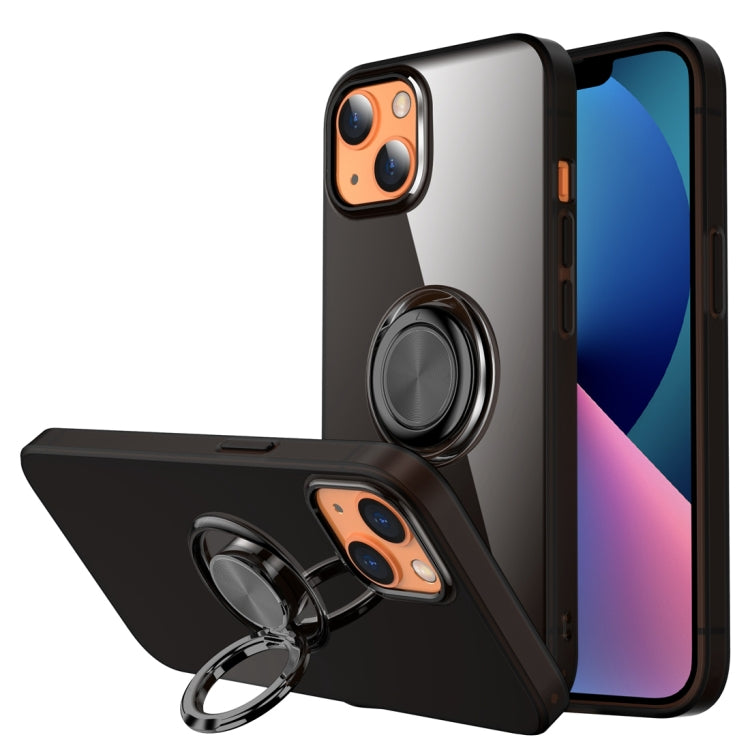For iPhone 13 mini Shockproof Matte Transparent TPU Protective Case with Ring Holder