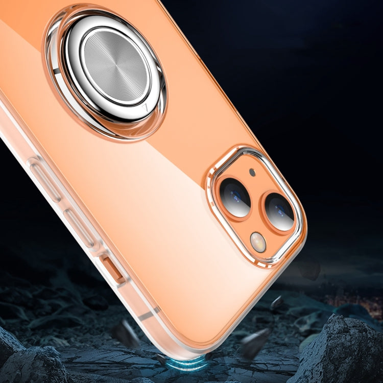 For iPhone 13 mini Shockproof Matte Transparent TPU Protective Case with Ring Holder