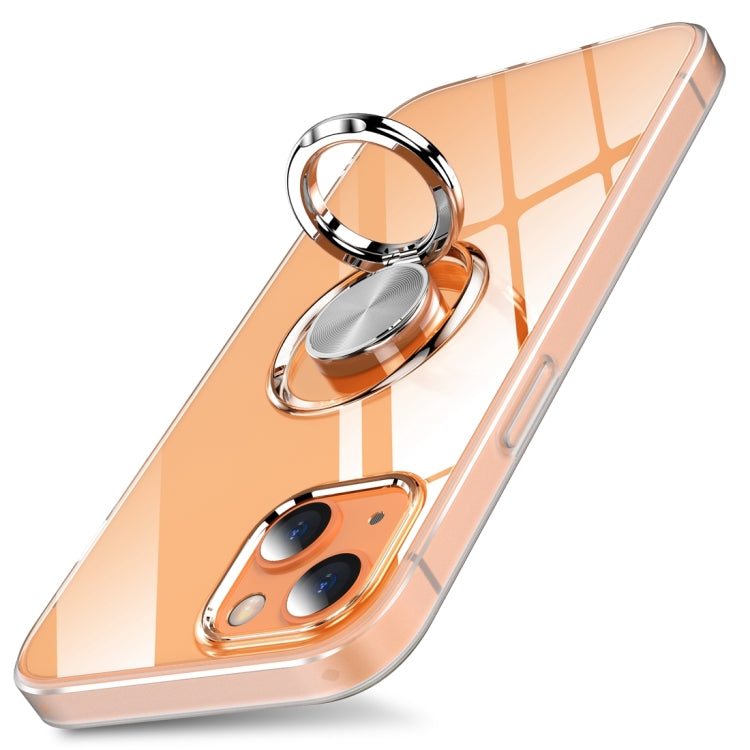 For iPhone 13 mini Shockproof Matte Transparent TPU Protective Case with Ring Holder