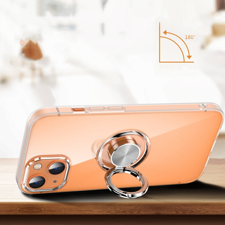 For iPhone 13 mini Shockproof Matte Transparent TPU Protective Case with Ring Holder