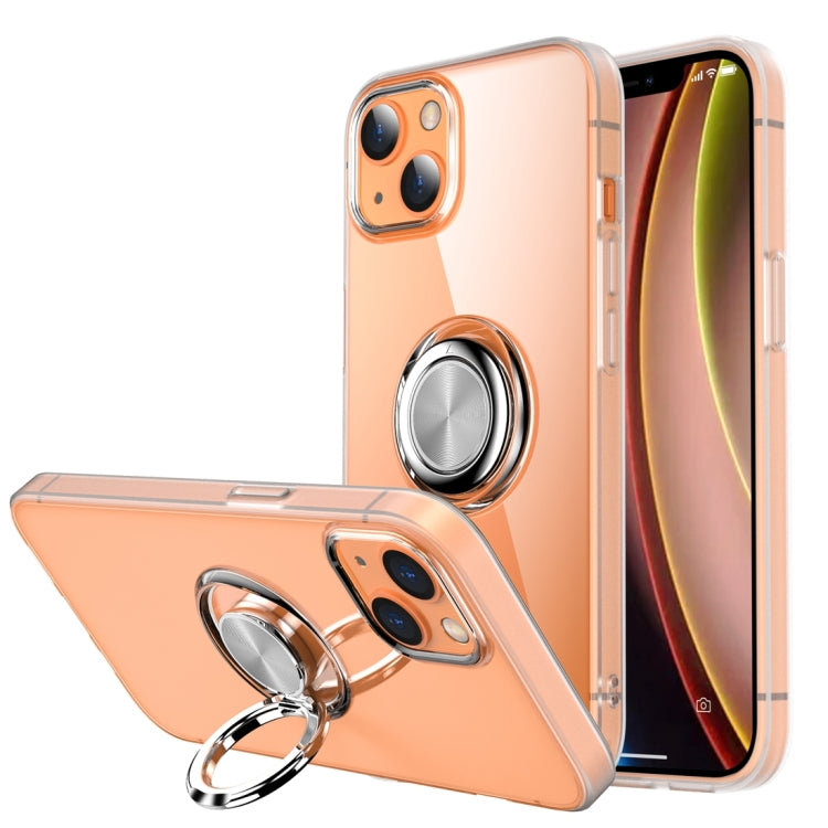 For iPhone 13 Shockproof Matte Transparent TPU Protective Case with Ring Holder