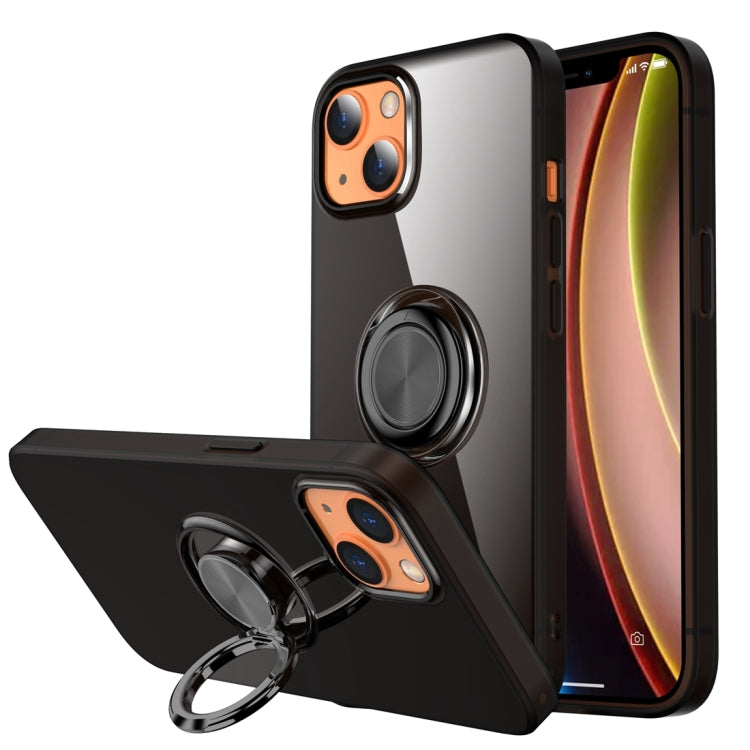 For iPhone 13 Shockproof Matte Transparent TPU Protective Case with Ring Holder