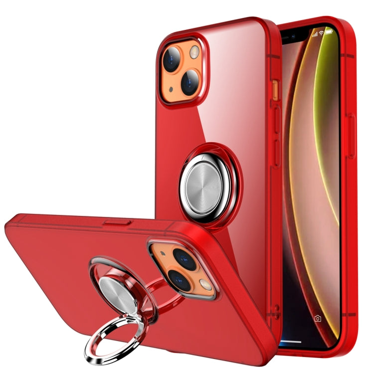 For iPhone 13 Shockproof Matte Transparent TPU Protective Case with Ring Holder