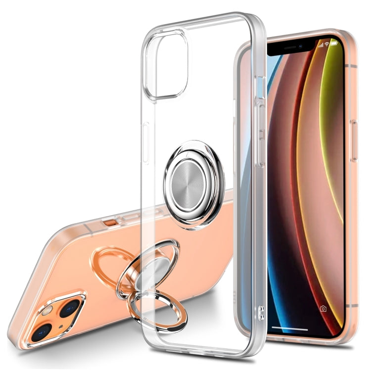 For iPhone 13 Shockproof Matte Transparent TPU Protective Case with Ring Holder