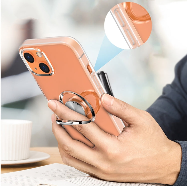 For iPhone 13 Shockproof Matte Transparent TPU Protective Case with Ring Holder