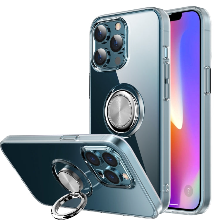 For iPhone 13 Pro Max Shockproof Matte Transparent TPU Protective Case with Ring Holder
