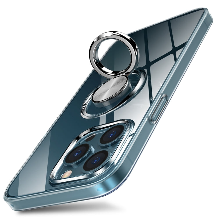 For iPhone 13 Pro Max Shockproof Matte Transparent TPU Protective Case with Ring Holder