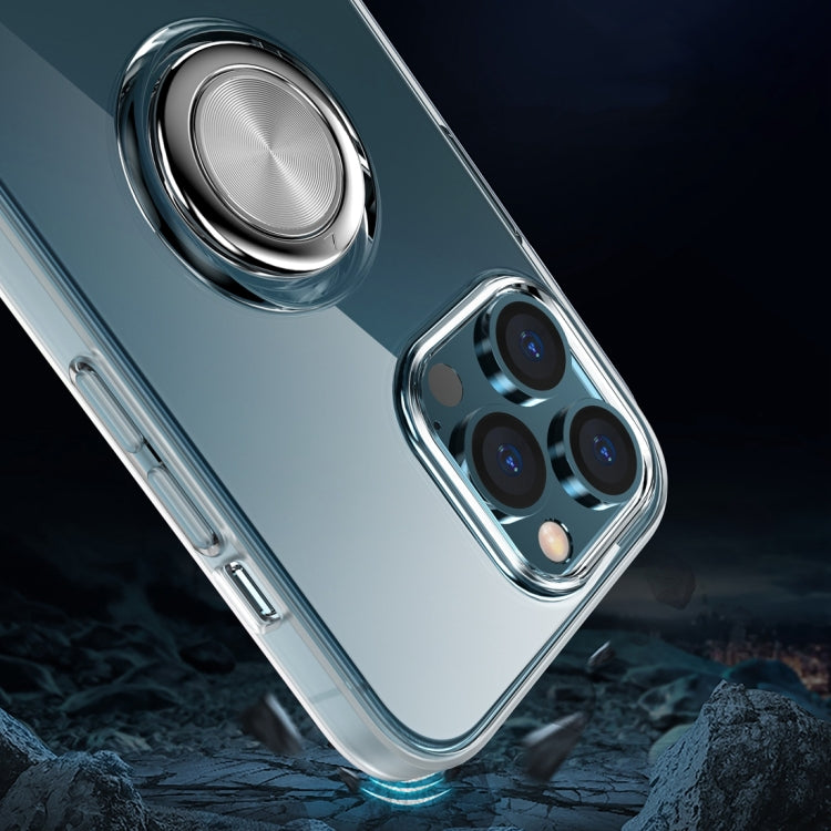 For iPhone 13 Pro Max Shockproof Matte Transparent TPU Protective Case with Ring Holder