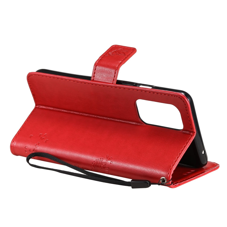 For OnePlus 9 Tree & Cat Pattern Pressed Printing Horizontal Flip PU Leather Case with Holder & Card Slots & Wallet & Lanyard