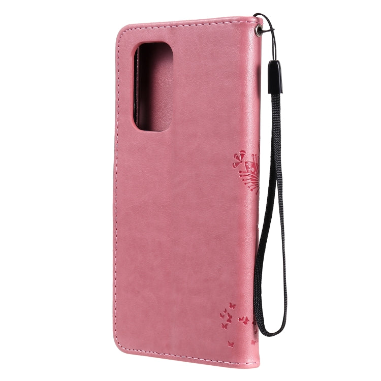 For OnePlus 9 Tree & Cat Pattern Pressed Printing Horizontal Flip PU Leather Case with Holder & Card Slots & Wallet & Lanyard