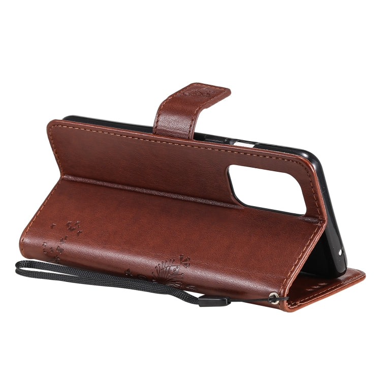 For OnePlus 9 Tree & Cat Pattern Pressed Printing Horizontal Flip PU Leather Case with Holder & Card Slots & Wallet & Lanyard