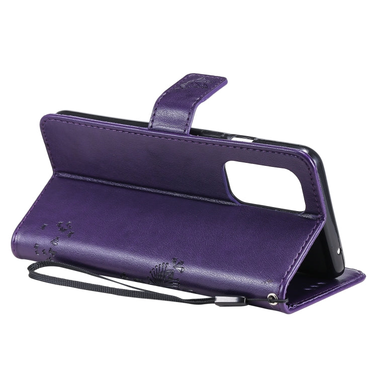 For OnePlus 9 Tree & Cat Pattern Pressed Printing Horizontal Flip PU Leather Case with Holder & Card Slots & Wallet & Lanyard