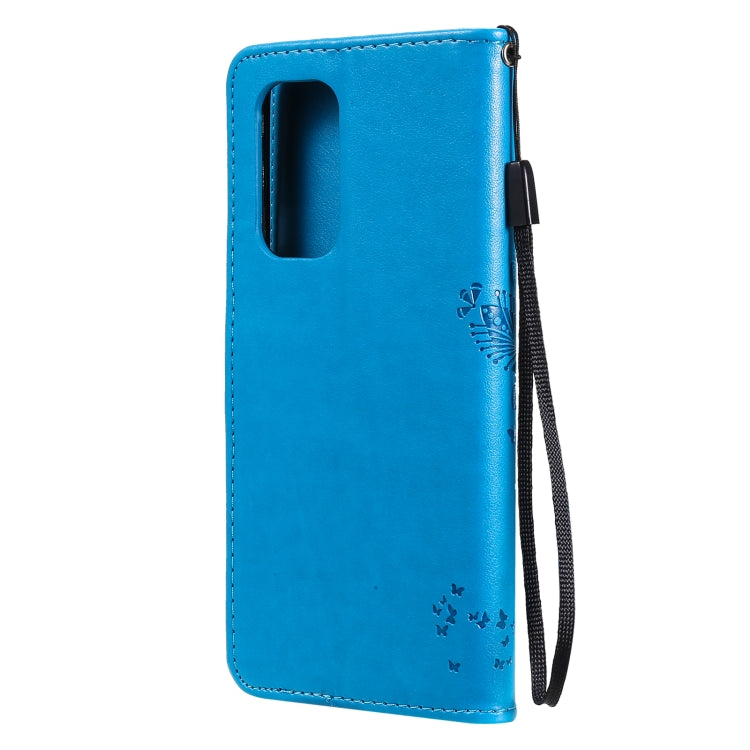 For OnePlus 9 Tree & Cat Pattern Pressed Printing Horizontal Flip PU Leather Case with Holder & Card Slots & Wallet & Lanyard