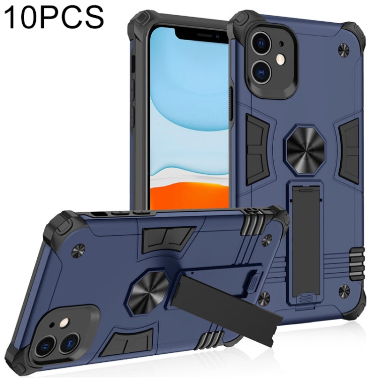 For iPhone 11 10pcs Shockproof TPU + PC Protective Case with Invisible Holder