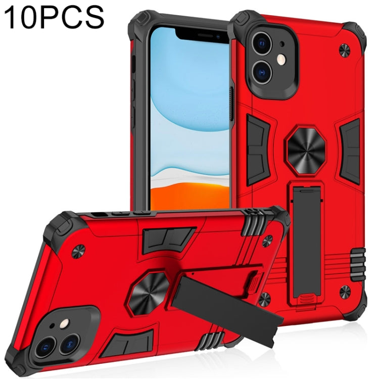 For iPhone 11 Pro 10 PCS Shockproof TPU + PC Protective Case with Invisible Holder