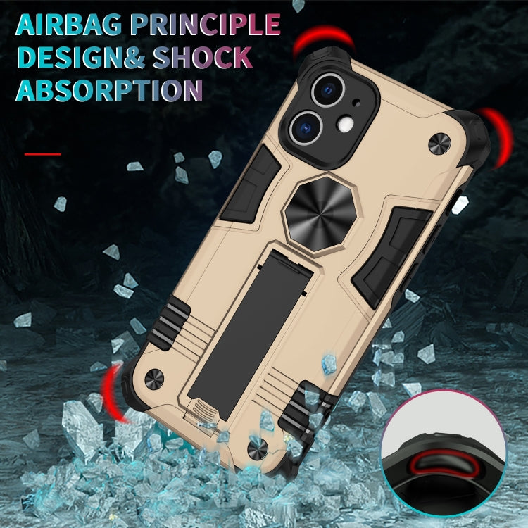 For iPhone 12 10pcs Shockproof TPU + PC Protective Case with Invisible Holder