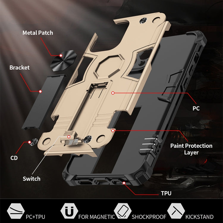 For iPhone 12 10pcs Shockproof TPU + PC Protective Case with Invisible Holder