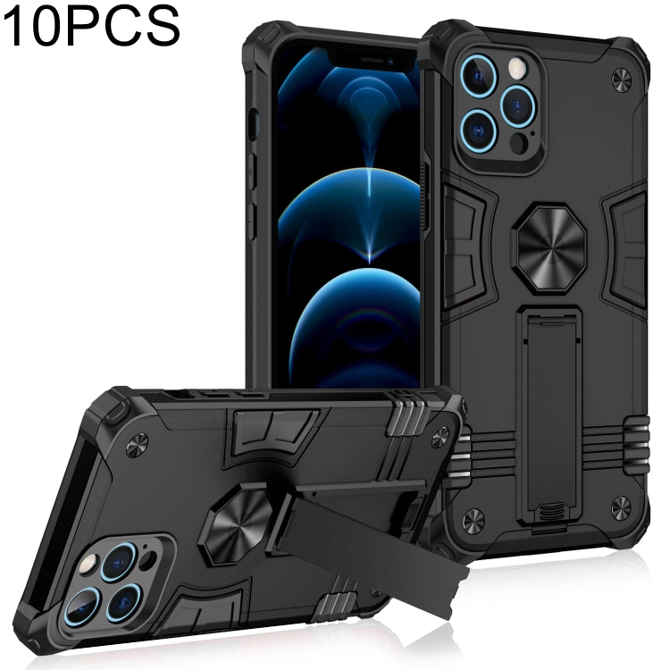 For iPhone 12 Pro 10pcs Shockproof TPU + PC Protective Case with Invisible Holder