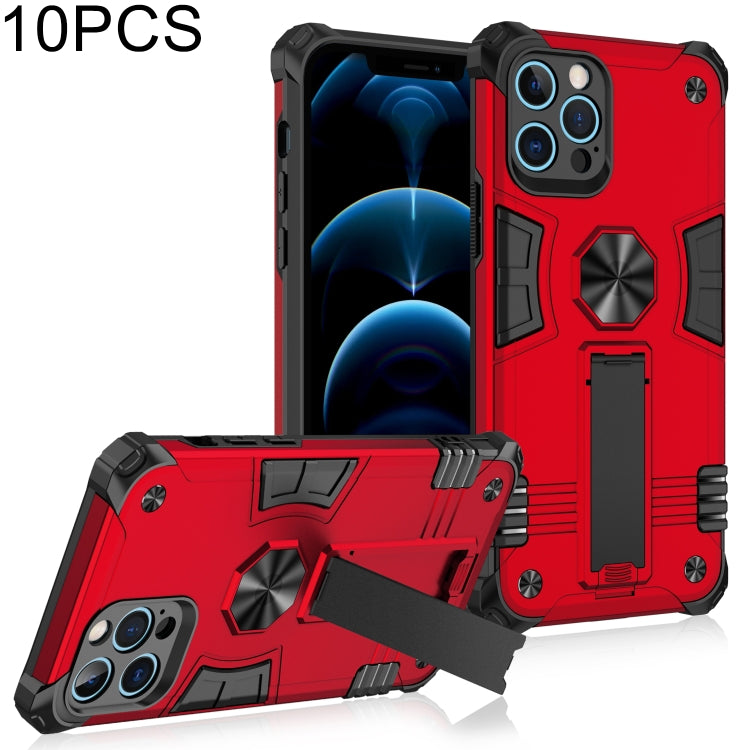 For iPhone 12 Pro 10pcs Shockproof TPU + PC Protective Case with Invisible Holder