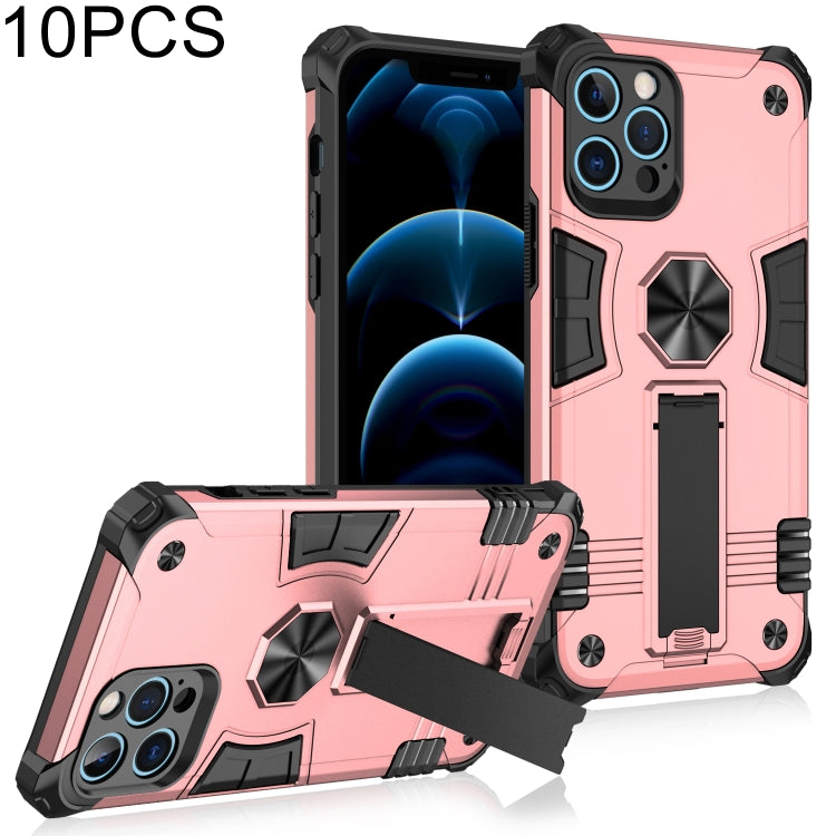 For iPhone 12 Pro 10pcs Shockproof TPU + PC Protective Case with Invisible Holder