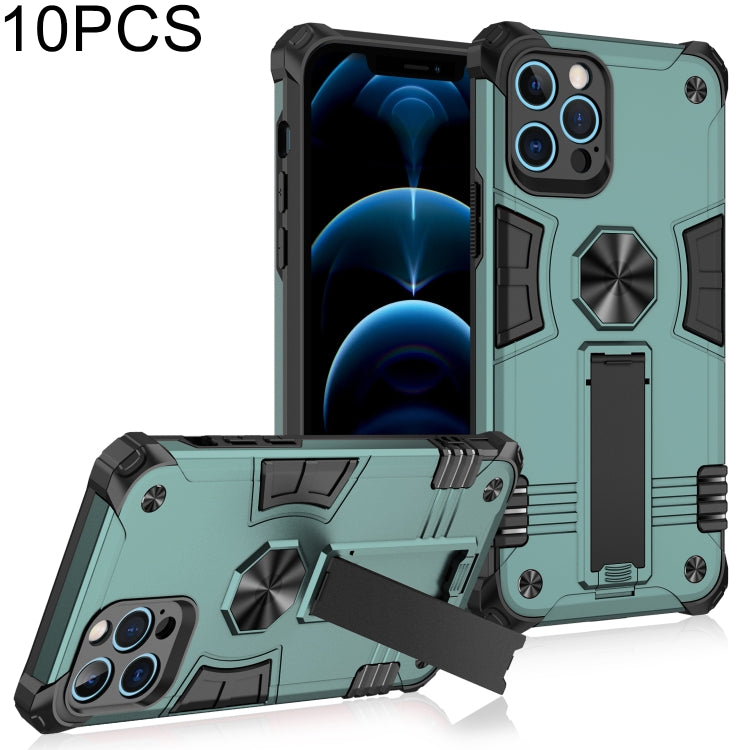 For iPhone 12 Pro 10pcs Shockproof TPU + PC Protective Case with Invisible Holder