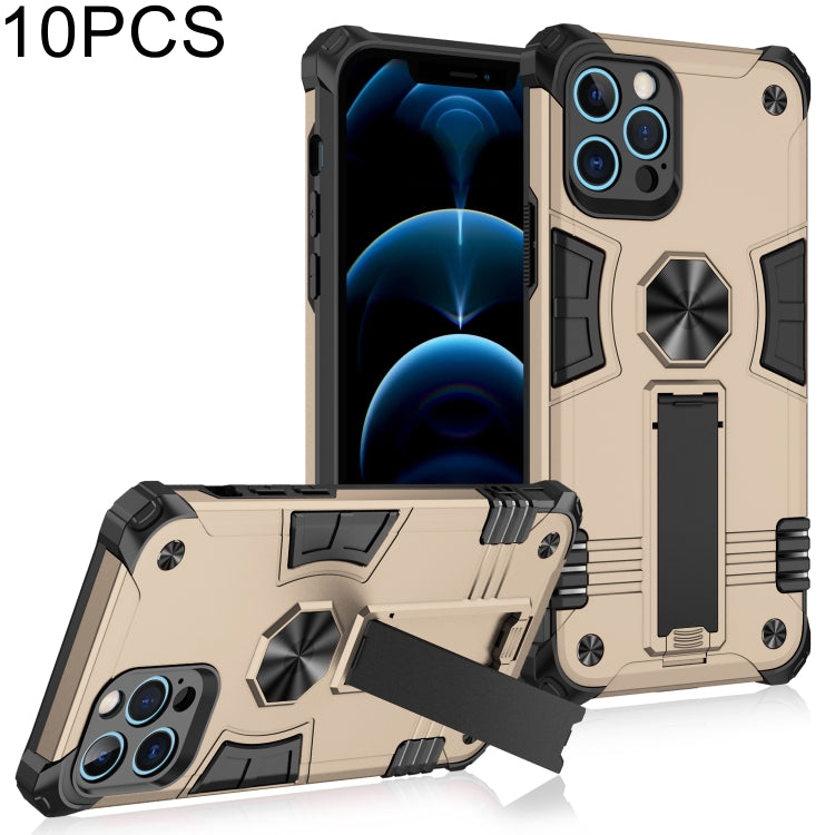 For iPhone 12 Pro 10pcs Shockproof TPU + PC Protective Case with Invisible Holder