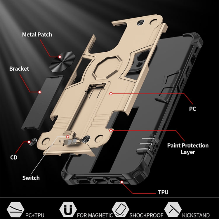 For iPhone 12 Pro 10pcs Shockproof TPU + PC Protective Case with Invisible Holder
