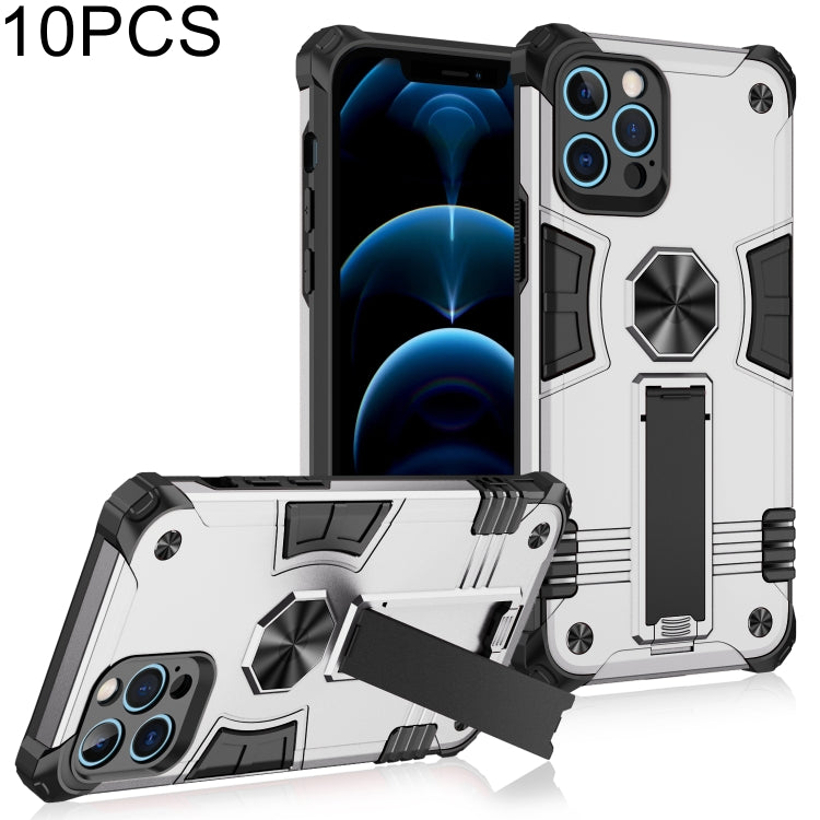 For iPhone 12 Pro 10pcs Shockproof TPU + PC Protective Case with Invisible Holder