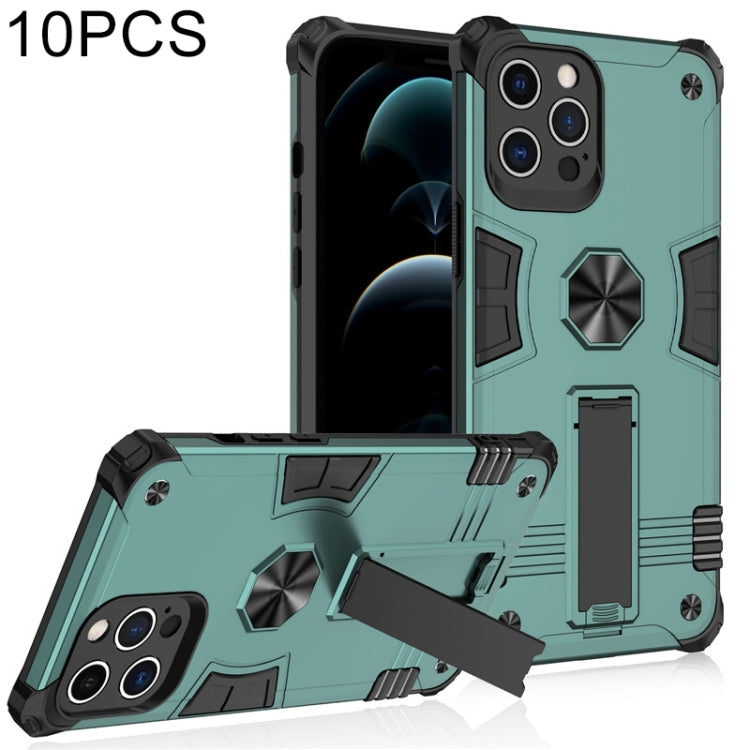 For iPhone 12 Pro Max 10 PCS Shockproof TPU + PC Protective Case with Invisible Holder