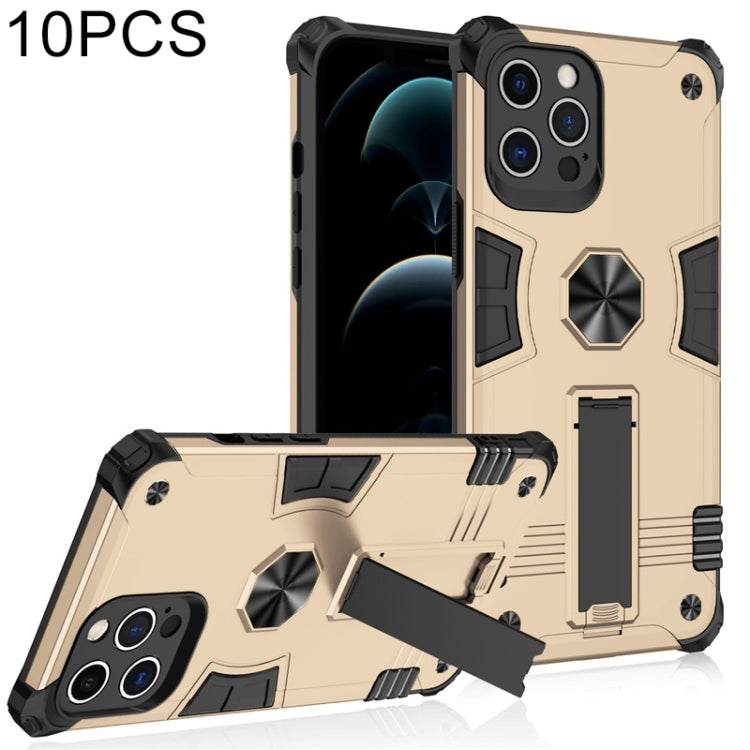 For iPhone 12 Pro Max 10 PCS Shockproof TPU + PC Protective Case with Invisible Holder